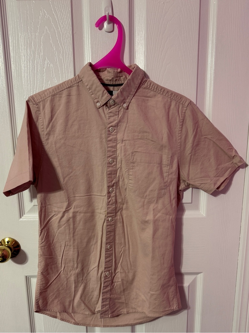 Topman Short-Sleeve Button-Down Shirt in Dusty Pink